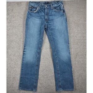 Ariat M5 Slim Straight Leg Jeans Mens 36x34 Blue Denim Heavy Stitching